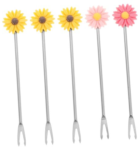 KICHOUSE 10stücke Teiliges Kreative Daisy Obstgabeln Aus Dessertgabeln Für Hochzeiten Partys Und Cafés Farbige Lustige Picks Für Snacks Und Früchte