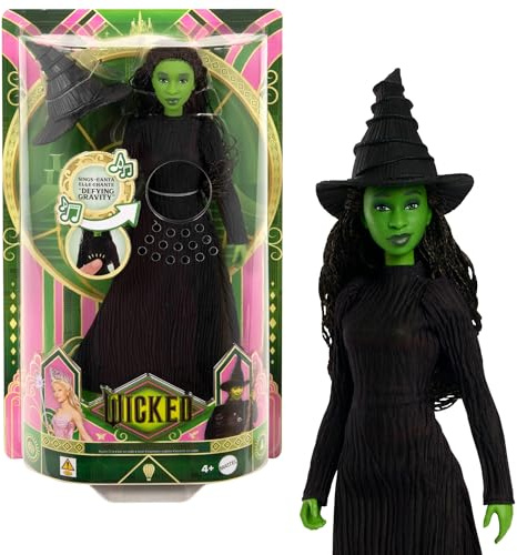 Mattel Wicked Singing Elphaba Fashion Doll & Accessories, Posable with Movie-Inspired Look & Removable Outfit, Sings “Defying Gravity”, JLG48