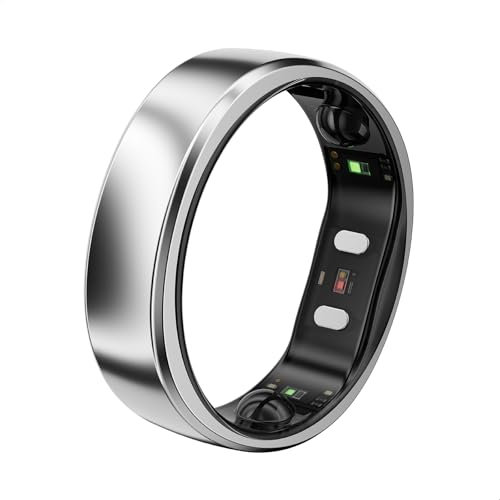 RingConn Gen 2 Air, Ultra-schmaler AI-Smart Ring, 10-Tage Akkulaufzeit, Schlaf/Stress/HR-Tracker, Smartringe für Herren & Männer, IP68 wasserdichtes, kompatibel mit iOS & Android (Galaxie Silber, 10)
