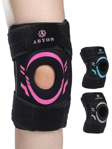 ABYON Knee Support for Men and Women Meniscus Tear, Arthritis, ACL, MCL - Adjustable Knee Brace, Neoprene Patella Stability Wrap with Dual Side Spring Stabilizers for Pain Relief & Injury Recovery