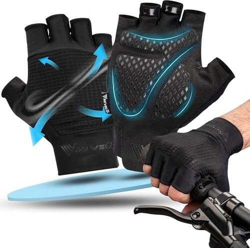 MIVELO Fahrradhandschuhe Herren & Damen gepolstert I Fahrrad Handschuhe MTB-Rennrad-Trekking für Sommer I Radhandschuhe kurz & leicht I rutschfest & atmungsaktiv (Elastikbund, XL)