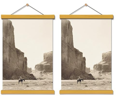 AuedCam Wooden Magnetic Poster Hangers 2-Pack, 12-Inch Artwork Display, Simple Hanging Design for Posters and Artworks