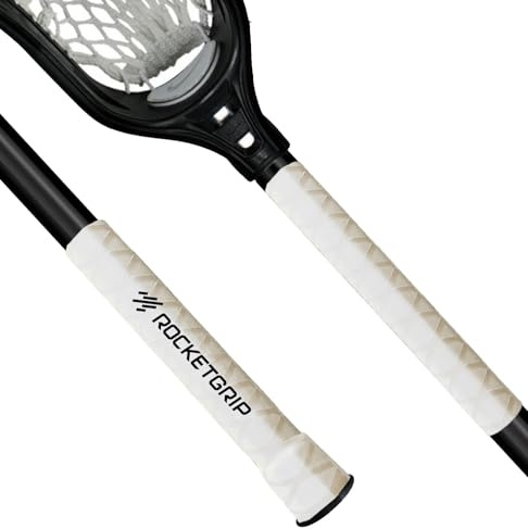 ROCKETGRIP Lacrosse Stick Grip (2pcs) – Lacrosse Stick Tape Alternative – Long-Lasting, Easy to Install, for Adults & Kids – Fits Rubber (White)