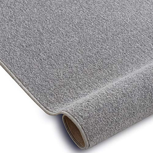 rugsx Einfarbiger Teppich Eton für Zimmer, Wohnzimmer, Schlafzimmer, Teppichboden Auslegware, Silber grau, Verschiedene Größen, 150x300 cm