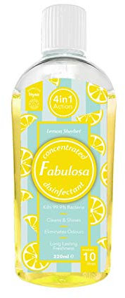 Fabulosa 4 in 1 Concentrated Antibacterial Disinfectant All Purpose Cleaner, 220ml, Individual, Lemon Sherbet