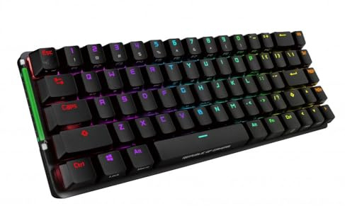 ASUS ROG Falchion - Kompakte mechanische Gaming-Tastatur (65%) (68 Tasten, Aura Sync, Touchpad, Hülle, Cherry MX Red Switches und bis zu 450 Stunden Akkulaufzeit) Schwarz - Spanische QWERTY