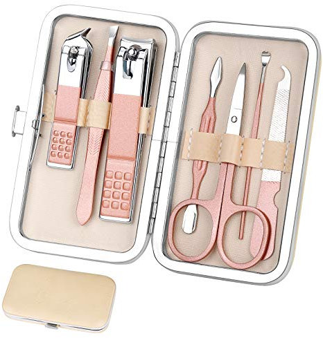 Set de Manicura Cortauñas Set Herramientas profesionales de manicura pedicura Grooming Kit Cuidado de uñas Regalo para Mujeres Kit de uñas Inicio Viajes Herramientas para el cuidado de las manos