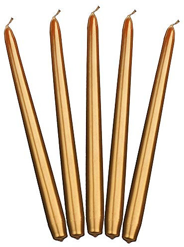 DekoHaus 10 Stück Stabkerzen 24cm Gold Metallic - Brenndauer ca. 5 Std