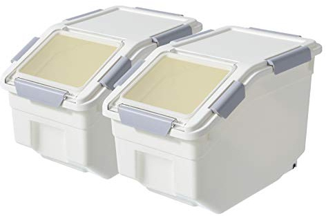 LISM 2 Pack Dog Food Storage Container with Scoop,Large Airtight Pet Dog Food Bin,Container for Dog Treats Rice,Dog Cat Dry Food Bin,Baking Supplies,Flour,Rice,Kitchen Pantry Cereal(10 LB)