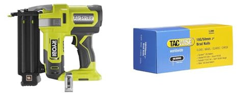 RYOBI - Cloueur d'Assemblage 18G à Air Comprimé 18V ONE+ pour Tirer des Clous de 15 à 50 mm & Tacwise 0401 Boîte de 5000 clous 18G/50 mm, Argent