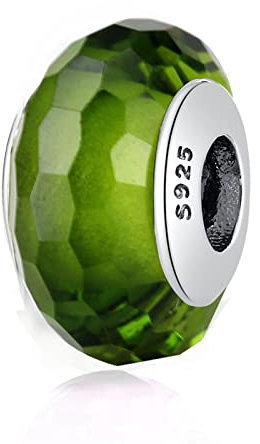 GANDE 925 Silber Bead Petrol facettierte Lampwork Murano Glas Perlen Armband Armreif Frauen DIY Schmuck 1St (Color : 1)