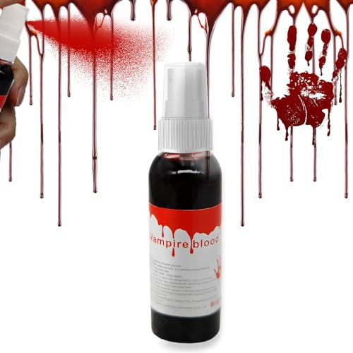 Wuhonghao Faux Sang,60ml Halloween Spray Faux Sang Maquillage,pour Pansement de Sang d'Halloween Sang de Vampire,Premium Faux Sang Pour Vetement Lavable,Maquillage Halloween Enfant Faux Sang Spray