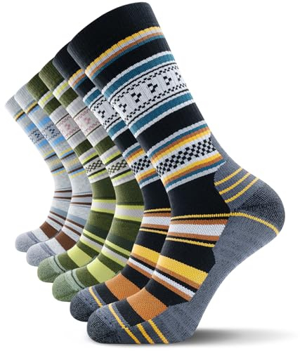 TANSTC Calze Uomo Donna Calze Antiscivolo Traspiranti Da Trekking In Lana Merino, Calze Sportive Trekking Uomo Donna, 3 Paia, Taglia 39-42, Multicolore