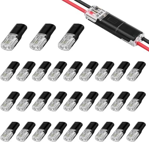 30 Piezas Terminal conector en H, Conectores Eléctricos Rapidos, 2 Pines Conector de Cable, 18-22 AWG Conector Conexión Rápida Cable, Duradero y Reutilizable, para Hogar y Automoción