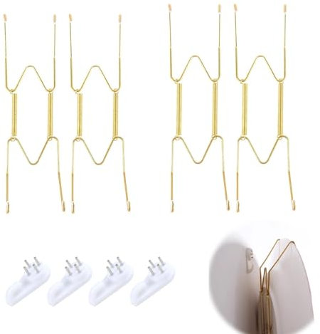 Cylocrya Ensemble de 4 Crochets Muraux Invisibles en Acier Inoxydable pour Accrochage de Plaques Décoratives et Œuvres d'Art, Inclus Clous Non Marquants et Manchons de Protection (6/8)