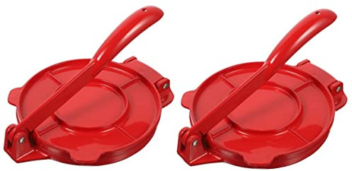 Pressa per tortilla, 2 pezzi, 30,5 cm e 25,4 cm, in lega di alluminio, ottima pressa per tortilla, tacos ed empanadas, strumento da cucina rosso