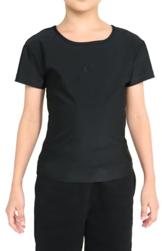 Dance Tight Fit Shirt for Kids Training Gear for Contemporary, Jazz, Hip Hop, Tap, Ballroom Unisex for Girls & Boys, All Styles (US, Alpha, Large, Regular, Charcoal Black)