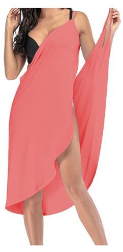 NJIEzhao Lång bikini omlottkjol sommar strand sexig kvinnor enfärgad wrap klänning solskydd bikini täcka saronger dam