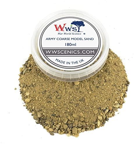 WWScenics Army Coarse Sand | 180ml Tub | Wargame Scenery & Basing Material