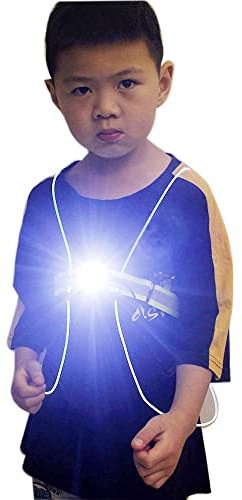 LED Running Vest Light Rechargeable Reflective Safety Ultralight Bright Chest Lamp Adjustable Visibility Lightweight Rainproof Multicolored Fiber Optics for Women Men Kids Jogging Biking Riding