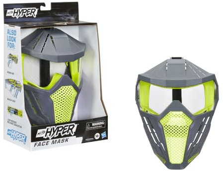 NERF Hyper Face Mask -- Breathable Design, Adjustable Head Strap, Green Team Color -- Gear Up Hyper Battles -- for Teens, Adults
