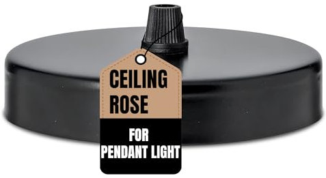 LEDSone Placa de sujeción de cable colgante de rosa de techo para lámpara colgante, 100 mm, color negro, 1 unidad