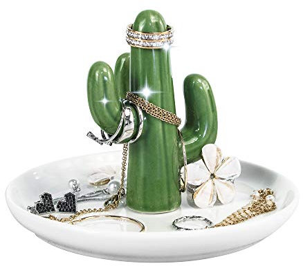 Uncle Paul Cactus Ring Holder Ring Dish Ceramic Jewelry Ceramic Organizer Storage Plate Decorative Trays Bracelets Earrings Trinket Tray Creative Home Decor Gift for Women Girls KH06XR
