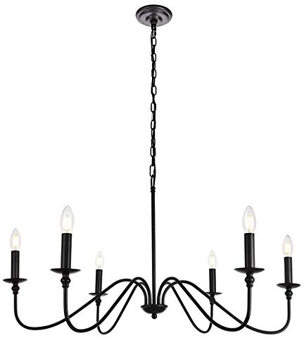 Chandeliers Iron Chandelier 6-Light Farm Chandelier 33 Inch, Rustik Industrial Ljuskronor Lighting Black för Foyer, vardagsrum, kök Island, sovrum