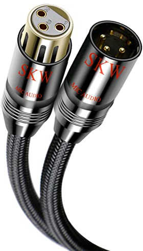 SKW Cavo per Microfono Professionale, XLR maschio a XLR femmina, Bilanciato 3 pin Cavo XLR Per Microfono,mixer audio, schede audio esterne, altoparlanti(10M, 1pezzi)