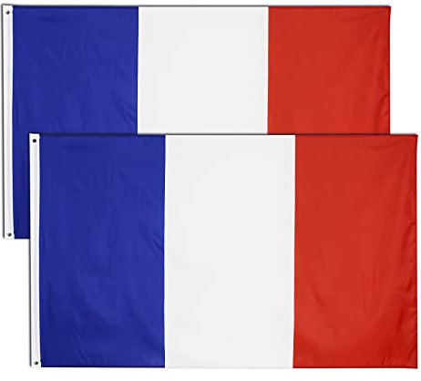 2 stück Frankreich Flagge,90×150 cm Französische Fahne mit Messingösen Wetterfest Farbecht France flag für Fußball WM 2022 Deko Draußen/Drinnen