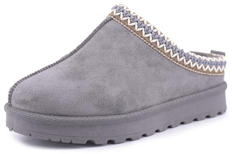 JOMIX Zapatillas de Casa Mujer Pantuflas Invierno Calentitas con Forro Peluche Antideslizantes Cómodas y Suaves Zuecos de Felpa Mule para Estar por Casa