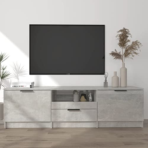 QZZCED Mobile per TV, moderno con Spazio di Archiviazione, Adatto per camera da letto, soggiorno, B&B, hotel, Grigio Cemento 140x35x40cm, Legno Multistrato