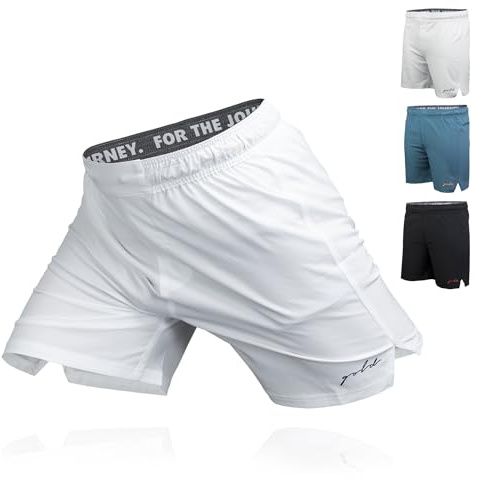 Gold BJJ Airflex Short de jiu-jitsu – Short de combat pour No Gi, lutte, MMA et boxe, blanc, Taille 3XL