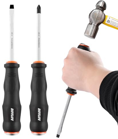 DIFFLIFE Heavy Duty Screwdriver Sets Screwdriver Kit 2-Piece, Professional Cushion Grip Insulated Magnetic Tip Electrician Screwdriver Kits (2-Piece)
