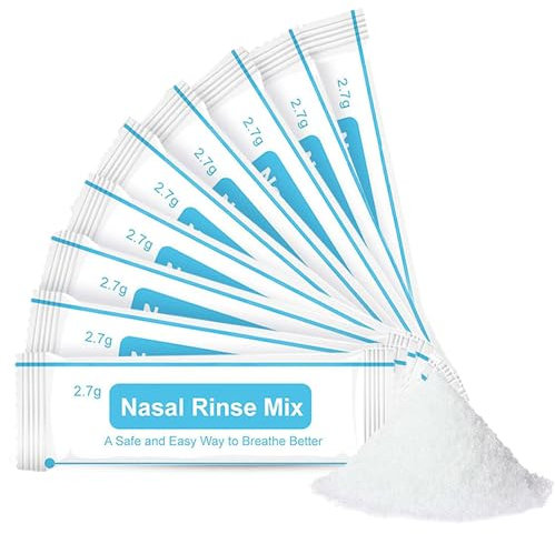 40 x sal nasal para ducha nasal, 2,7 g Neti Pot sal de lavado nasal, Sal Limpieza Nasal, para Enjuague Nasal, Lavado Nariz, Alivio Conductos Nasal