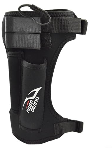 Adjustable neoprene diving sheath, double pockets, D ring attachment (Black)