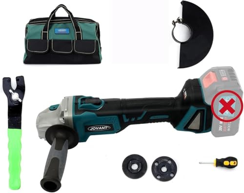 Batteridriven vinkelslip, 9 000 RPM elektrisk effekt vinkelslip kit med borstlös motor, 5-tums separationsslip för polering/skärpning/borttagning av rost (inget batteri)-JOVANT