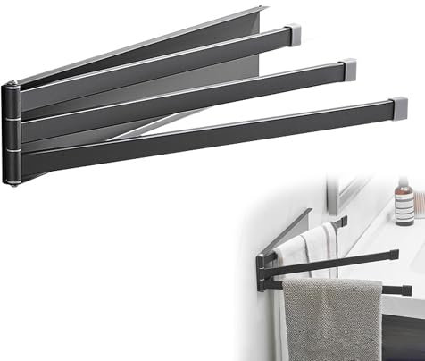 Porta Asciugamani Bagno Porta Asciugamani Non è Necessario Forareporta Asciugamani Da Parete a Tre Bracci Con Tre Barre Girevoli Che Ruotano Di 180°Adatto Per Cucine e Bagni (Grigio Canna Di Fucile)