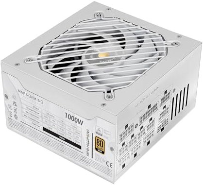 Mars Gaming MPB1000PSI, Fuente Alimentación Full Modular ATX 1000W, 10 Años Garantía, 80Plus Gold 90%, Ventilador SI 14cm, Tecnología AI2-RPM, DC-DC, SMD, ATX 3.1 y PCIe 5.1, Conector 12V 2x6, Blanco