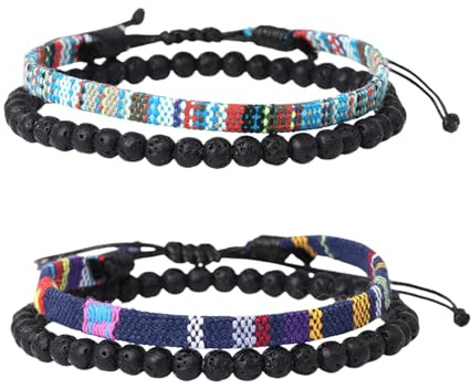 DecorDwell 4 Bracciale da Surfista Regolabile a Mano,Braccialetti Surfer Boho,Braccialetto Surfer Boho Set,Boho Surfer Bracciali Set,Bracciale spiaggia