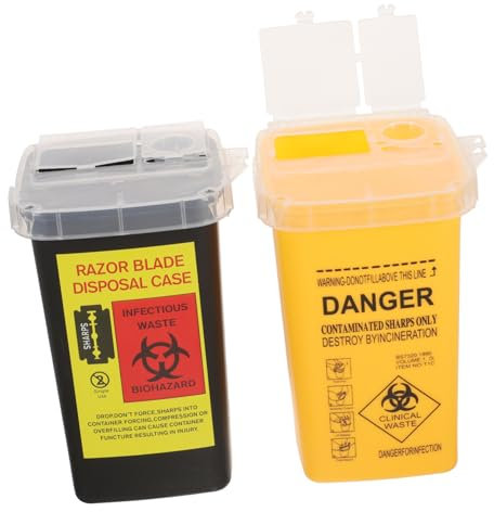 NIYANGLE 2pièces Seau De Collecte Mini Pour Objets Tranchants Poubelle Compacte Pour Déchets Aiguilles De Tatouage Récipient Plastique Pour Recyclage Et Stockage Sécurisé