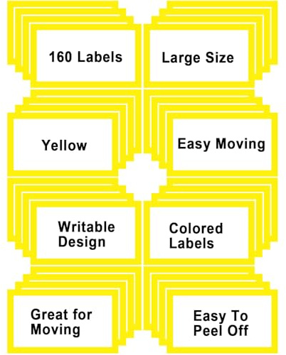 15x10cm Large Moving Labels for Boxes, Yellow-Coded Home Moving Packing Box Labels, Moving Supplies Moving Stickers with Large Writable Notes Areas (160 Pcs)