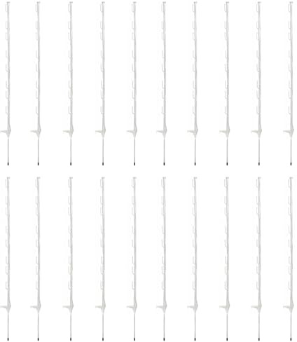 20 x 4ft White Electric Fence Plastic Poly Posts Temporary Fencing Horse Paddock Line Stakes Poles