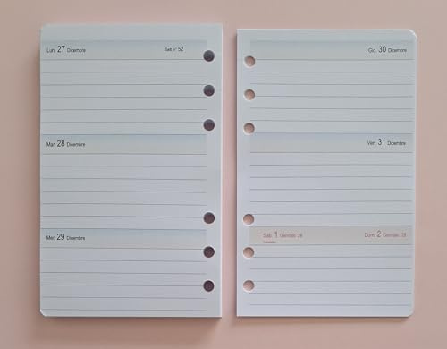 A6 personlig ersättningskalender med 6 ringar med italiensk veckokalender