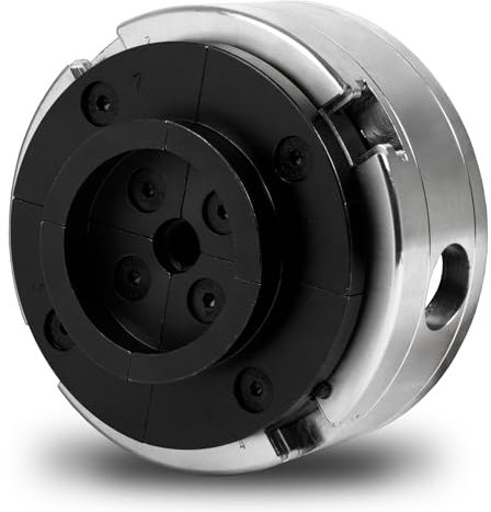 EBERTH Vierbackenfutter mit 125 mm Durchmesser, 5 4-Backenfutter Selbstzentrierend, Anschluss-Gewinde 1 -8 TPI, Inkl. Spannwerkzeug, Drechselbank Zubehör, Hochwertiges Drechselfutter, Spannfutter