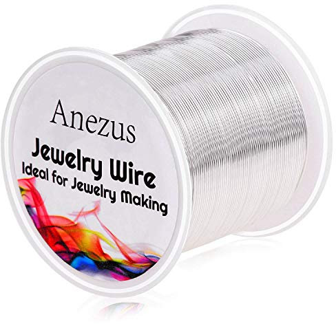 Jewelry Anezus Craft Wire Tarnish Resistant Copper Beading Wire for Jewelry Making Supplies and Crafting (Silver, 22 Gauge)