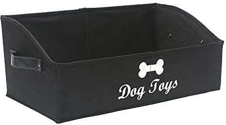 Morezi Boîte à jouets pour animaux de compagnie en coton mélangé,utilisée pour organiser les jouets pour chiens,les accessoires et les fournitures pour animaux de compagnie-Noir