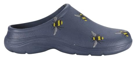 Womens/Ladies Clogs Briers Gardening Shoes Soft Sole Slip On Lightweight UK 4-8 (Navy (Bees), Numeric_4)