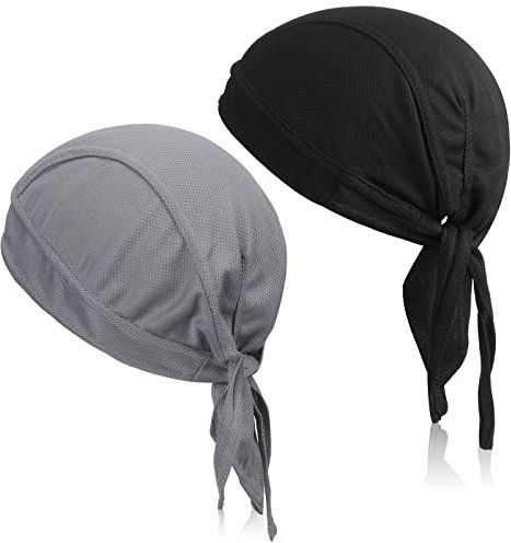Jeere 2 Stück Sport Bandana Cap Sonnenschutz Schädelkappe Verstellbar Durag Bandana für Männer Frauen