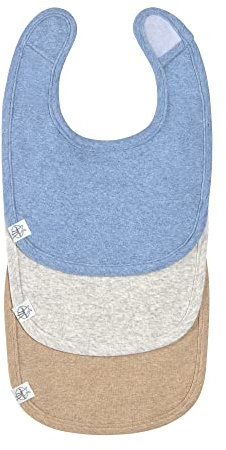 LÄSSIG Baby Lätzchen Set (3 Stk.) Neugeborene Sabberlätzchen Klettverschluss GOTS/Newborn Bib Set GOTS blue/light grey/nature melange